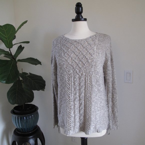 KNOX ROSE Cable Knit Lace Up Sweater - Picture 7 of 13